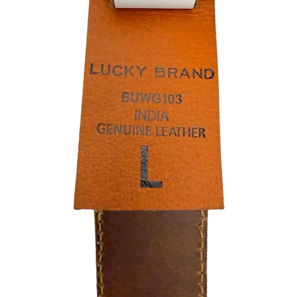 Lucky Brand Women's Large  Western Brown Beaded Strap Genuine‎ Leather Belt NWT